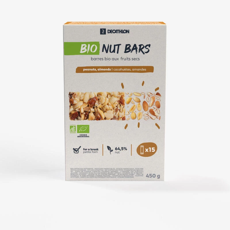 Decathlon BARRES CACAHUÈTES ET AMANDES BIO X15 1 Decathlon BARRES CACAHUÈTES ET AMANDES BIO X15