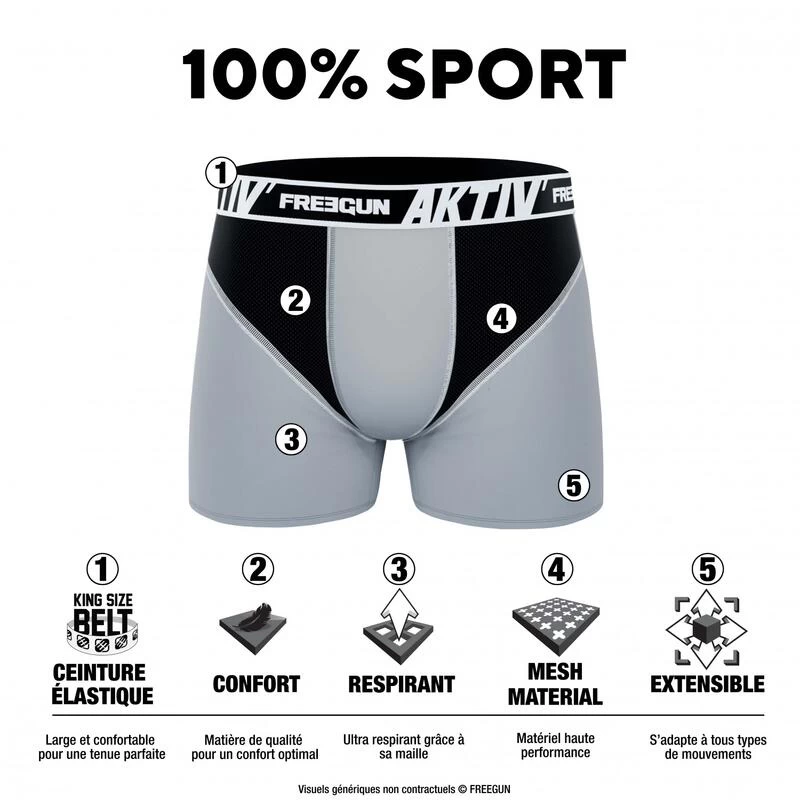 FREEGUN Lot De 4 Boxers Homme Aktiv Sport Fluo 2 FREEGUN Lot De 4 Boxers Homme Aktiv Sport Fluo – Image 2
