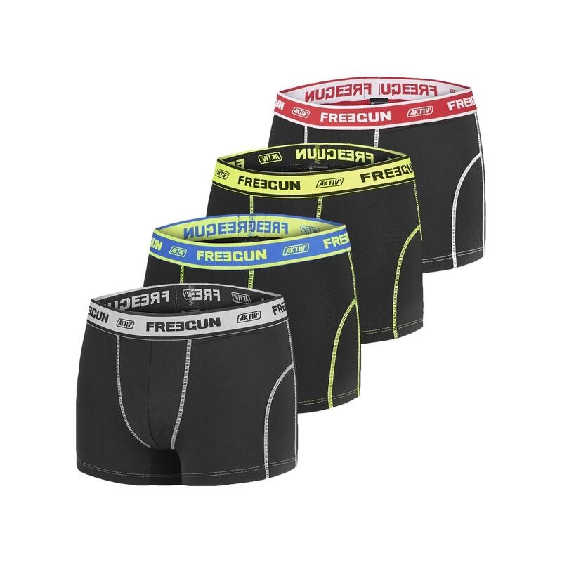 FREEGUN Lot De 4 Boxers Homme Aktiv Sport Fluo 1 FREEGUN Lot De 4 Boxers Homme Aktiv Sport Fluo