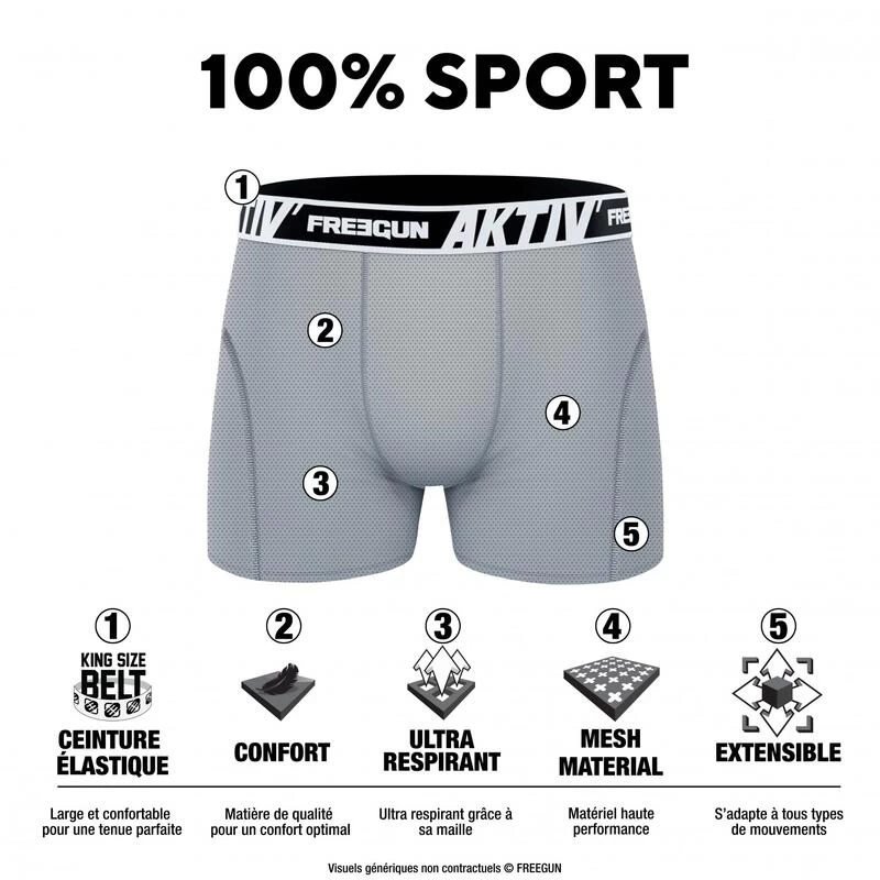 FREEGUN Lot De 4 Boxers Homme Aktiv Sport Ultra 3D 2 FREEGUN Lot De 4 Boxers Homme Aktiv Sport Ultra 3D – Image 2