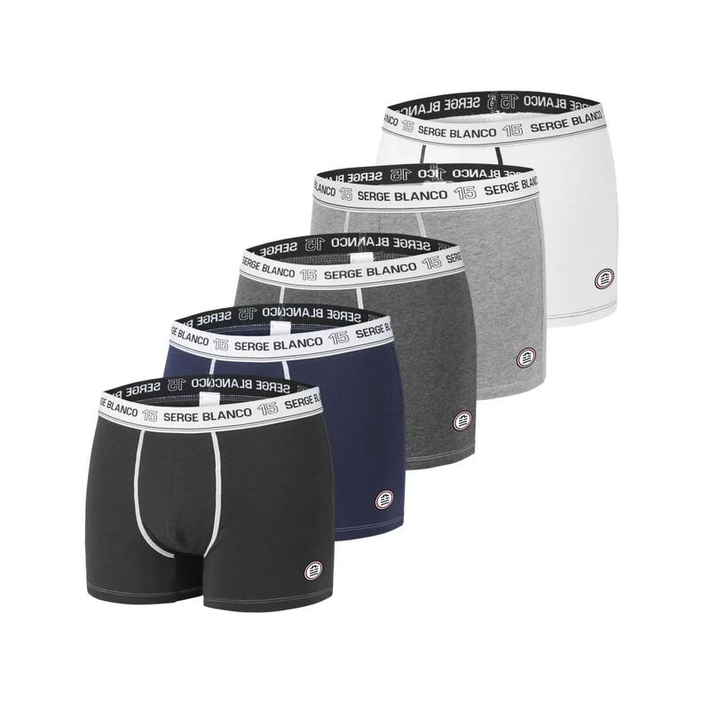 Lot De 5 Boxers Serge Blanco Coton Homme Class' 1 Lot De 5 Boxers Serge Blanco Coton Homme Class'