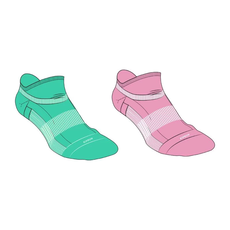 LotX2 De Chaussettes Running Confort Basses Enfant -KIPRUN 500 Vertes Et Roses 1 LotX2 De Chaussettes Running Confort Basses Enfant -KIPRUN 500 Vertes Et Roses