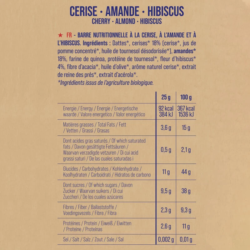 Pack X20 Barres Nutritionnelles Cerise-Amande-Hibiscus 3 Pack X20 Barres Nutritionnelles Cerise-Amande-Hibiscus – Image 3