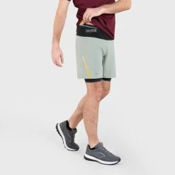 SHORT CUISSARD DE TRAIL RUNNING CONFORT HOMME KAKHI 10 SHORT CUISSARD DE TRAIL RUNNING CONFORT HOMME KAKHI -Fit Runner Soldes short cuissard de trail running confort homme kakhi 2