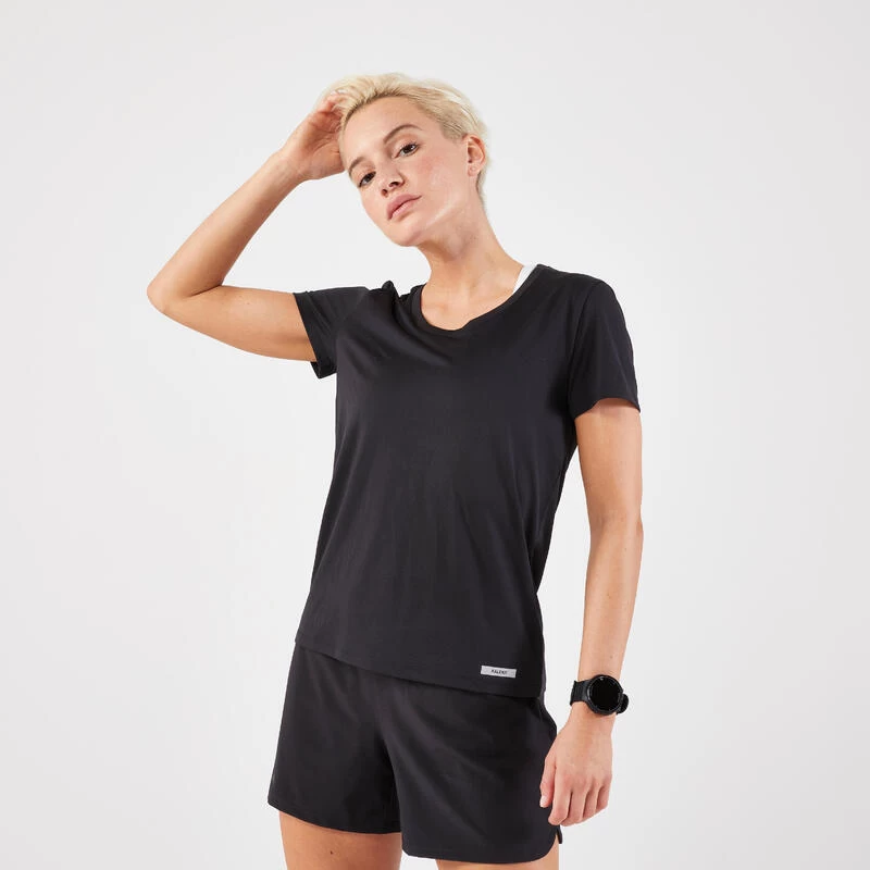 Kalenji T-shirt De Running Respirant Femme - KIPRUN Run 100 Noir 6 Kalenji T-shirt De Running Respirant Femme - KIPRUN Run 100 Noir – Image 6