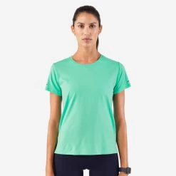 T-shirt Running Respirant Femme - KIPRUN Run 500 Dry Vert