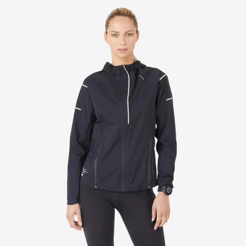 VESTE RUNNING FEMME IMPERMEABLE COUPE-VENT - KIPRUN RAIN+ NOIR 1 VESTE RUNNING FEMME IMPERMEABLE COUPE-VENT - KIPRUN RAIN+ NOIR