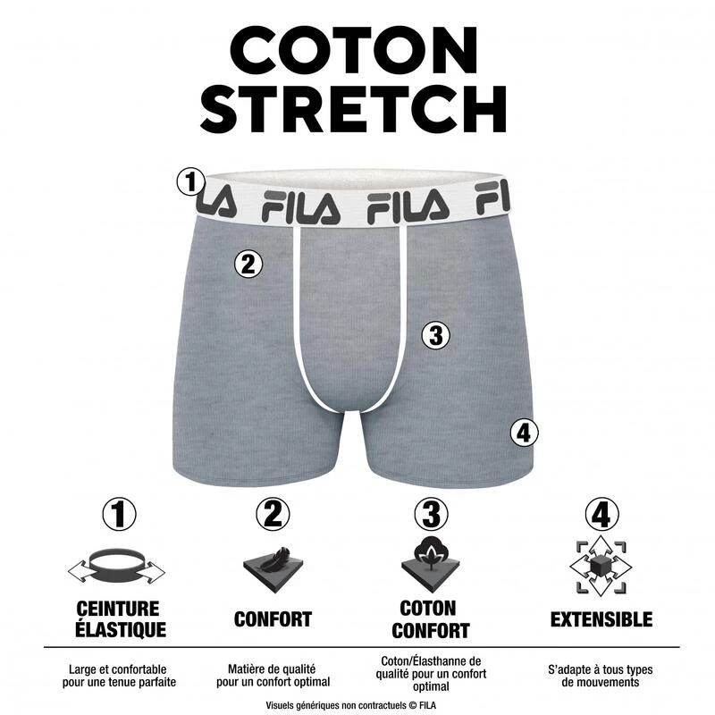 X2 Boxers Noir/Gris Homme Fila FU5040 2 X2 Boxers Noir/Gris Homme Fila FU5040 – Image 2